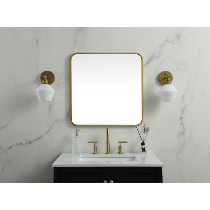 Elegant Decor Evermore Soft Corner Square Mirror 24X24", Brass