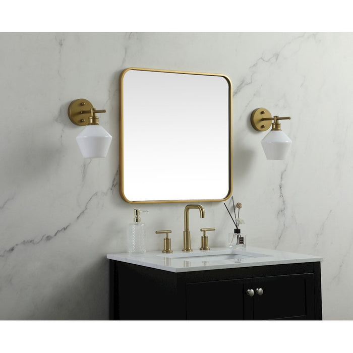 Elegant Decor Evermore Soft Corner Square Mirror 24X24", Brass