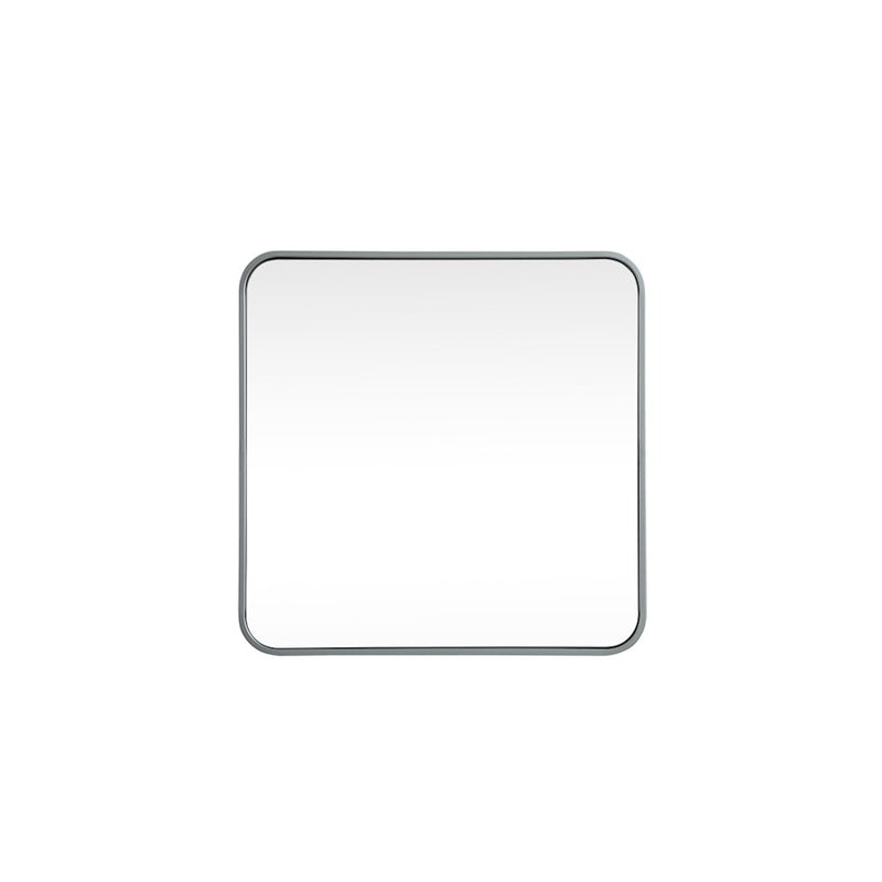 Elegant Decor Evermore Soft Corner Square Mirror 24X24", Silver