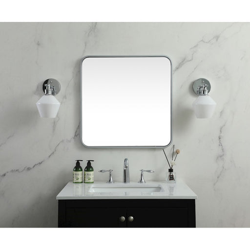 Elegant Decor Evermore Soft Corner Square Mirror 24X24", Silver