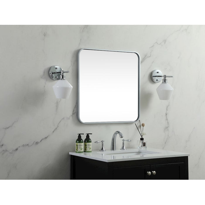 Elegant Decor Evermore Soft Corner Square Mirror 24X24", Silver