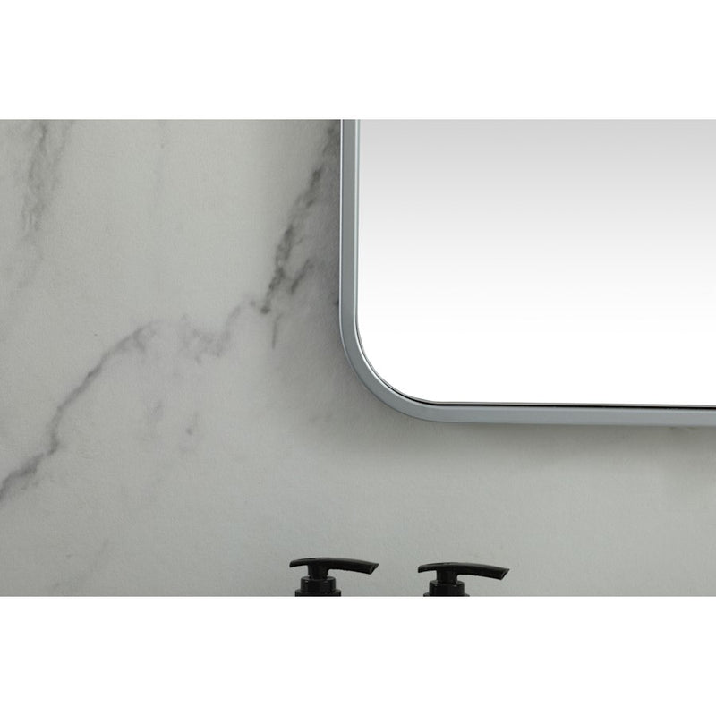 Elegant Decor Evermore Soft Corner Square Mirror 24X24", Silver