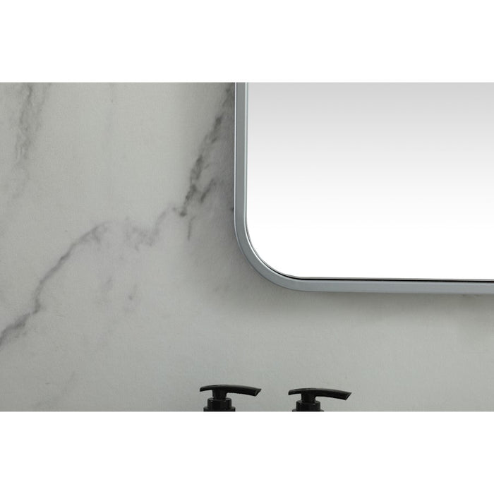 Elegant Decor Evermore Soft Corner Square Mirror 24X24", Silver