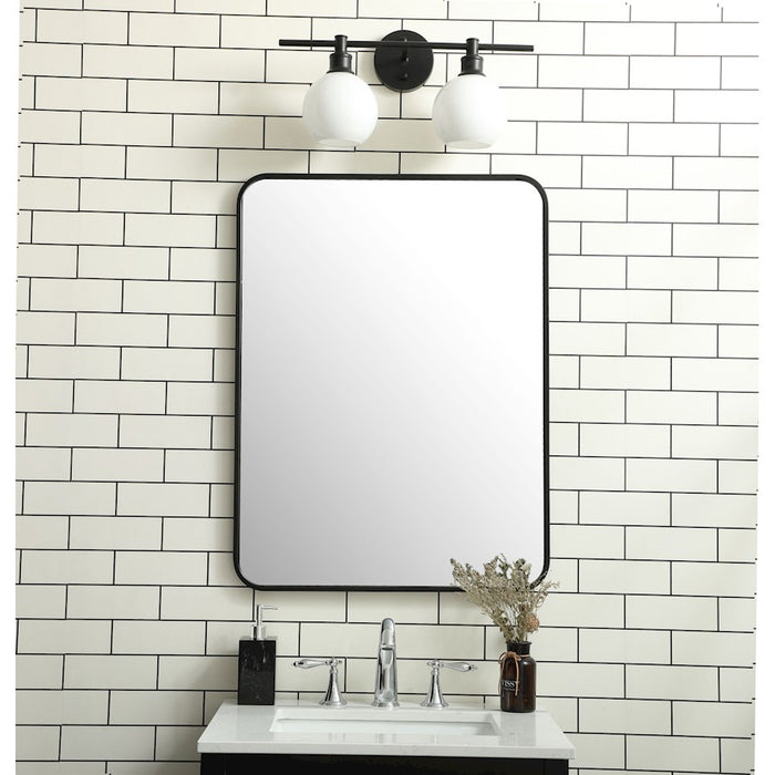 Elegant Decor Evermore Soft Corner Rectangular Mirror 24X32", Black