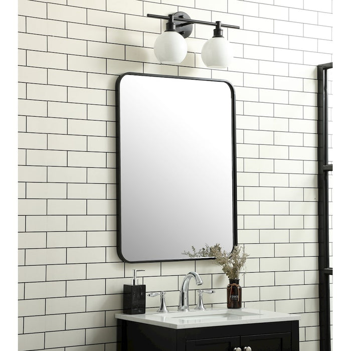Elegant Decor Evermore Soft Corner Rectangular Mirror 24X32", Black