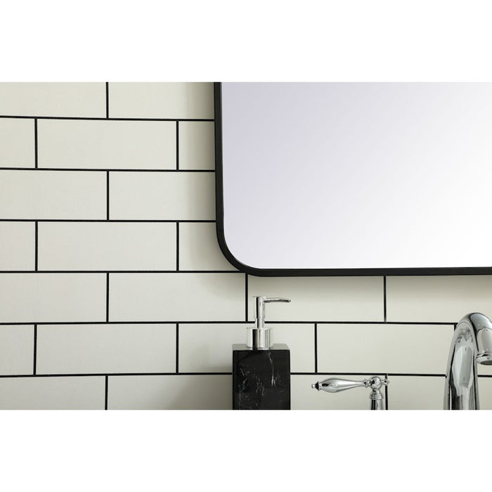 Elegant Decor Evermore Soft Corner Rectangular Mirror 24X32", Black