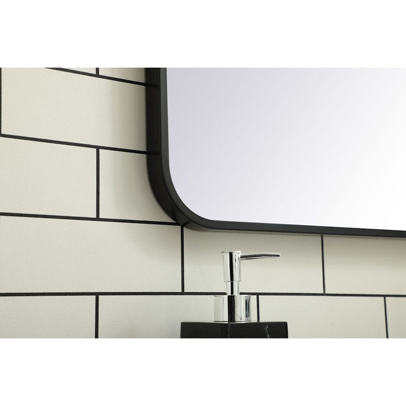 Elegant Decor Evermore Soft Corner Rectangular Mirror 24X32", Black