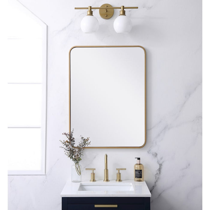 Elegant Decor Evermore Soft Corner Rectangular Mirror 24X32", Brass