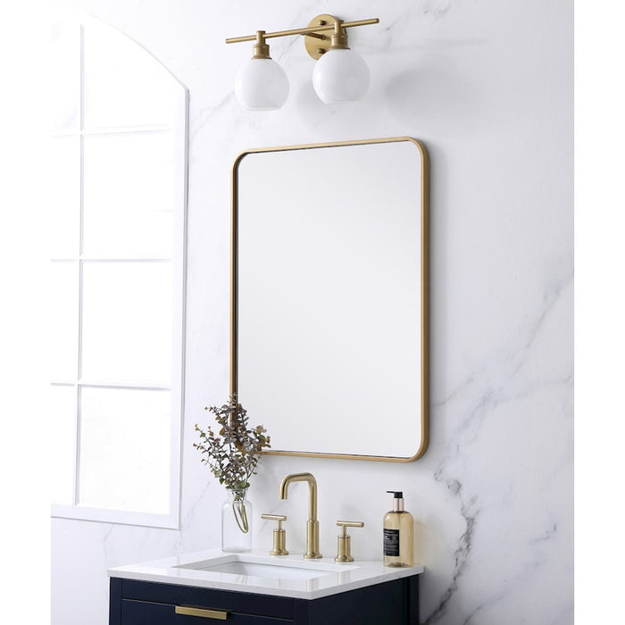 Elegant Decor Evermore Soft Corner Rectangular Mirror 24X32", Brass