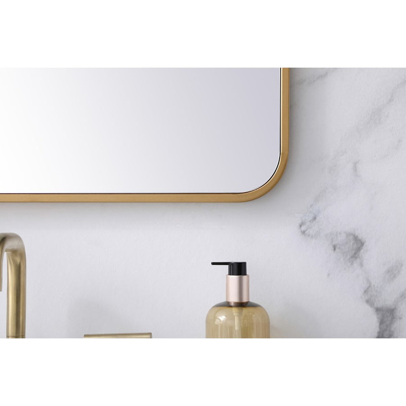 Elegant Decor Evermore Soft Corner Rectangular Mirror 24X32", Brass