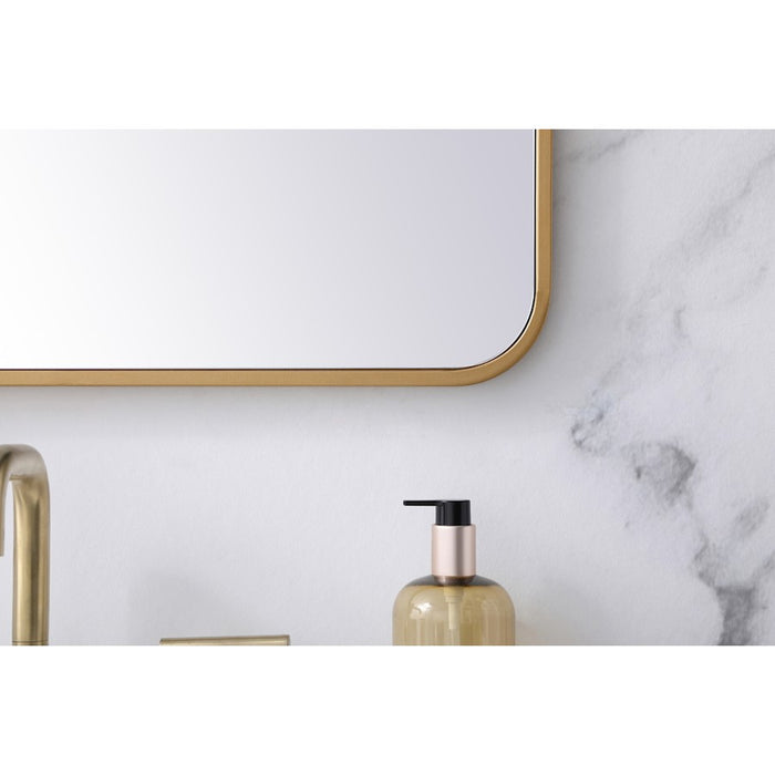 Elegant Decor Evermore Soft Corner Rectangular Mirror 24X32", Brass