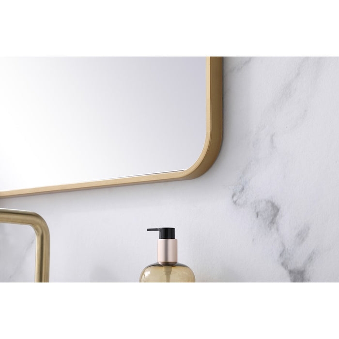 Elegant Decor Evermore Soft Corner Rectangular Mirror 24X32", Brass