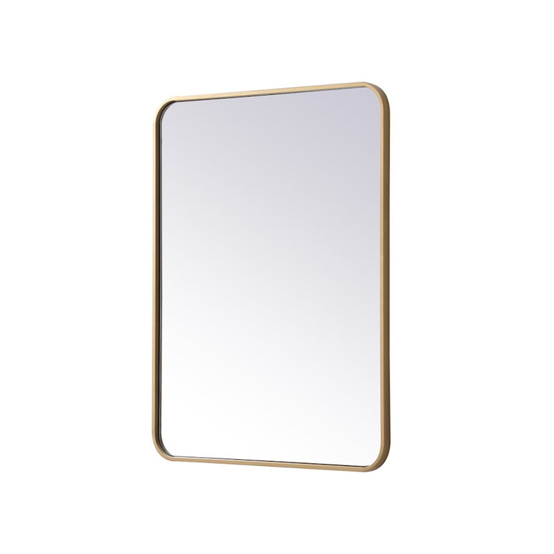 Elegant Decor Evermore Soft Corner Rectangular Mirror 24X32", Brass