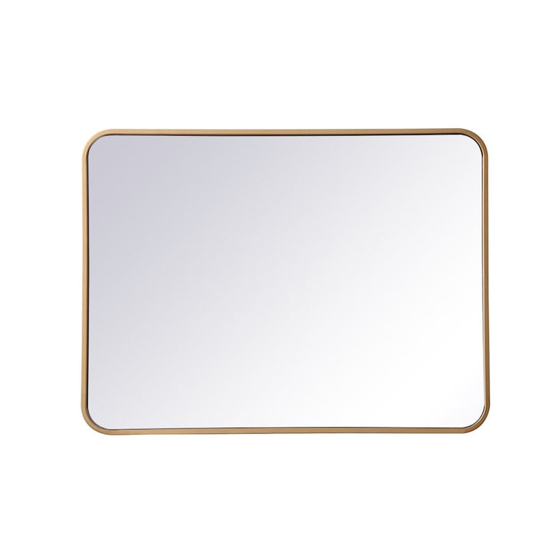 Elegant Decor Evermore Soft Corner Rectangular Mirror 24X32", Brass