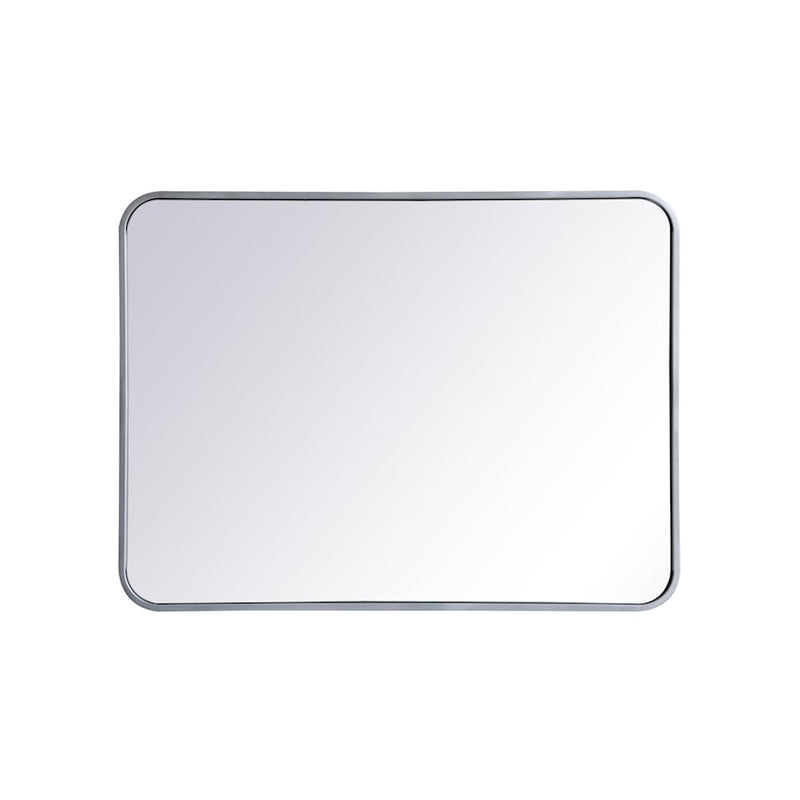 Elegant Decor Evermore Soft Corner Rectangular Mirror 24X32", Silver