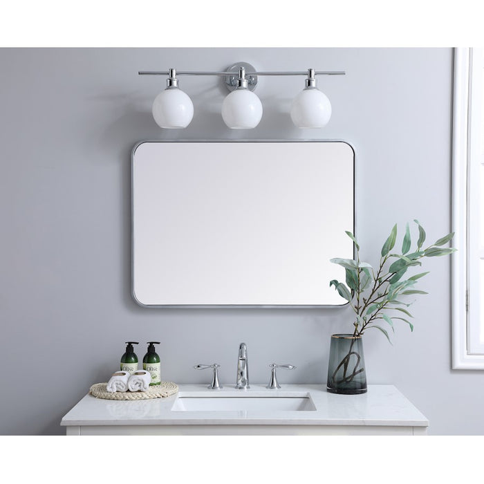 Elegant Decor Evermore Soft Corner Rectangular Mirror 24X32", Silver