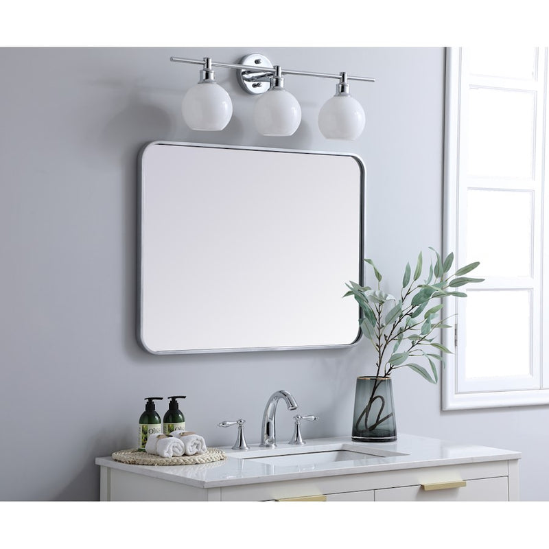 Elegant Decor Evermore Soft Corner Rectangular Mirror 24X32", Silver