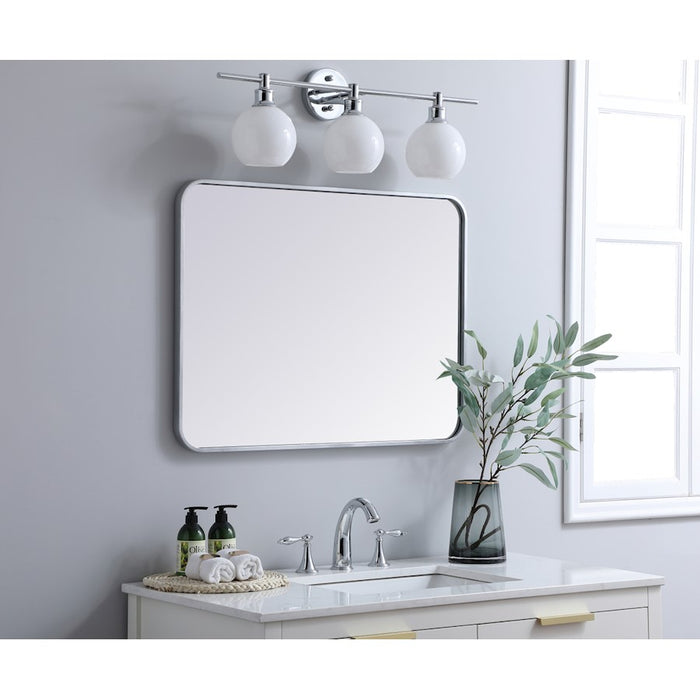 Elegant Decor Evermore Soft Corner Rectangular Mirror 24X32", Silver