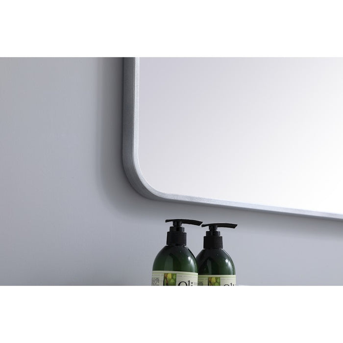 Elegant Decor Evermore Soft Corner Rectangular Mirror 24X32", Silver