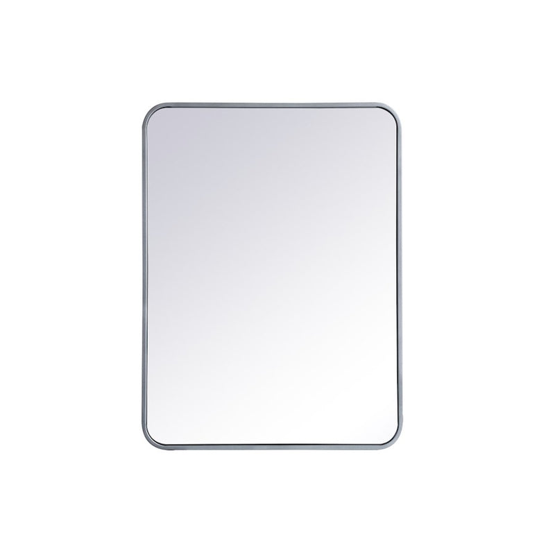 Elegant Decor Evermore Soft Corner Rectangular Mirror 24X32", Silver