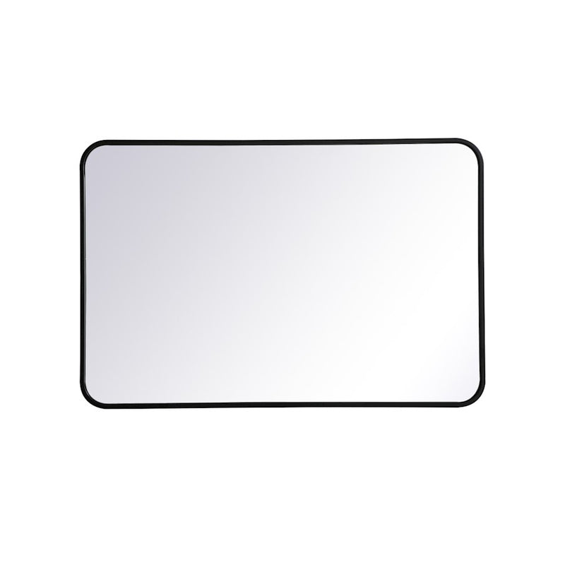 Elegant Decor Evermore Soft Corner Rectangular Mirror 24X36", Black