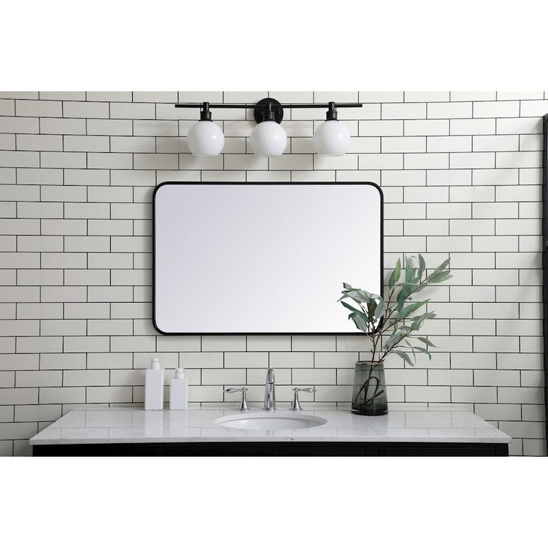 Elegant Decor Evermore Soft Corner Rectangular Mirror 24X36", Black