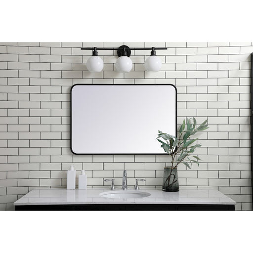 Elegant Decor Evermore Soft Corner Rectangular Mirror 24X36", Black