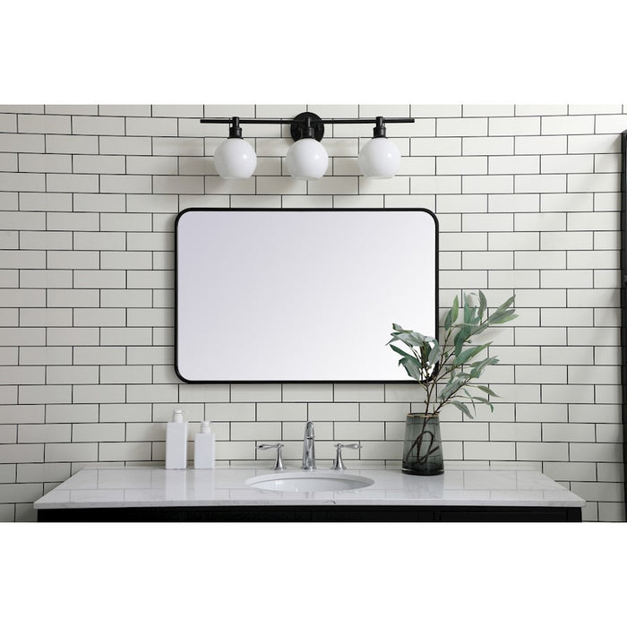 Elegant Decor Evermore Soft Corner Rectangular Mirror 24X36", Black