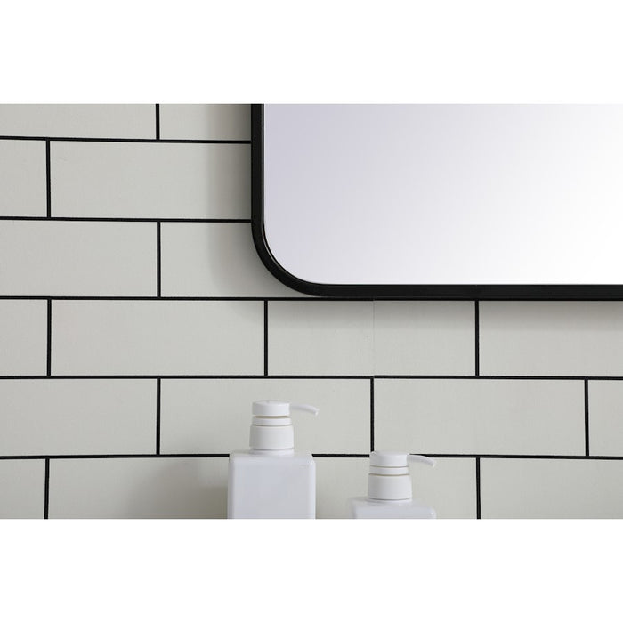 Elegant Decor Evermore Soft Corner Rectangular Mirror 24X36", Black