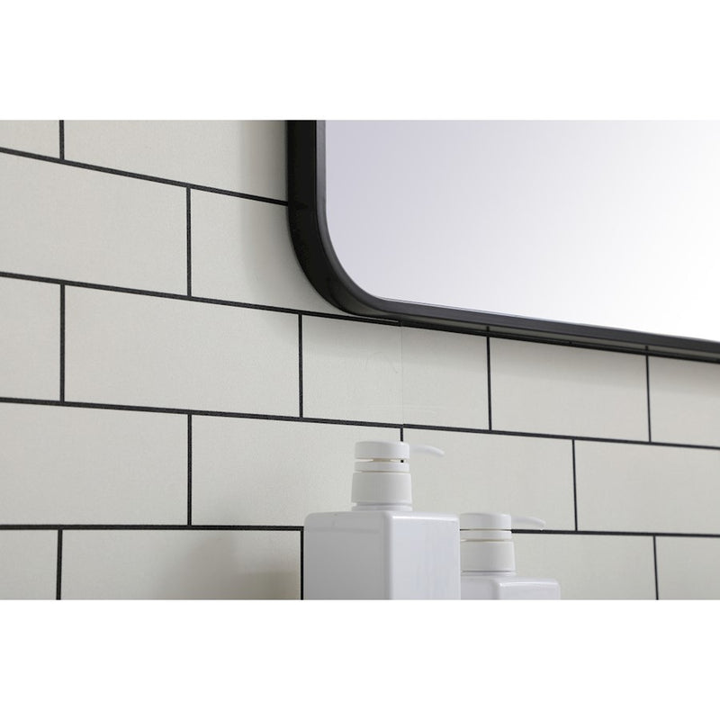 Elegant Decor Evermore Soft Corner Rectangular Mirror 24X36", Black