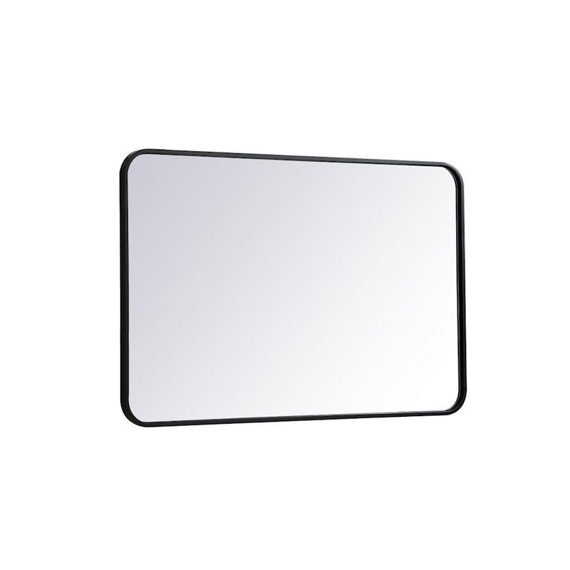Elegant Decor Evermore Soft Corner Rectangular Mirror 24X36", Black