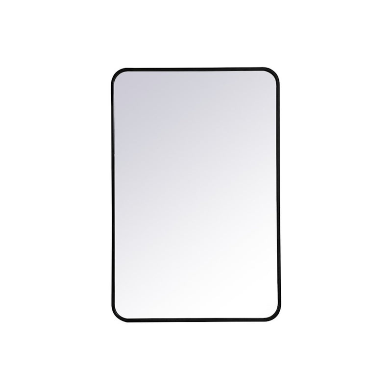 Elegant Decor Evermore Soft Corner Rectangular Mirror 24X36", Black
