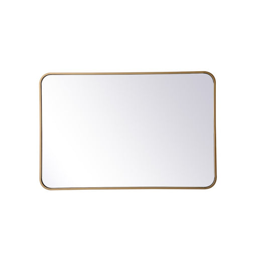 Elegant Decor Evermore Soft Corner Rectangular Mirror 24X36", Brass