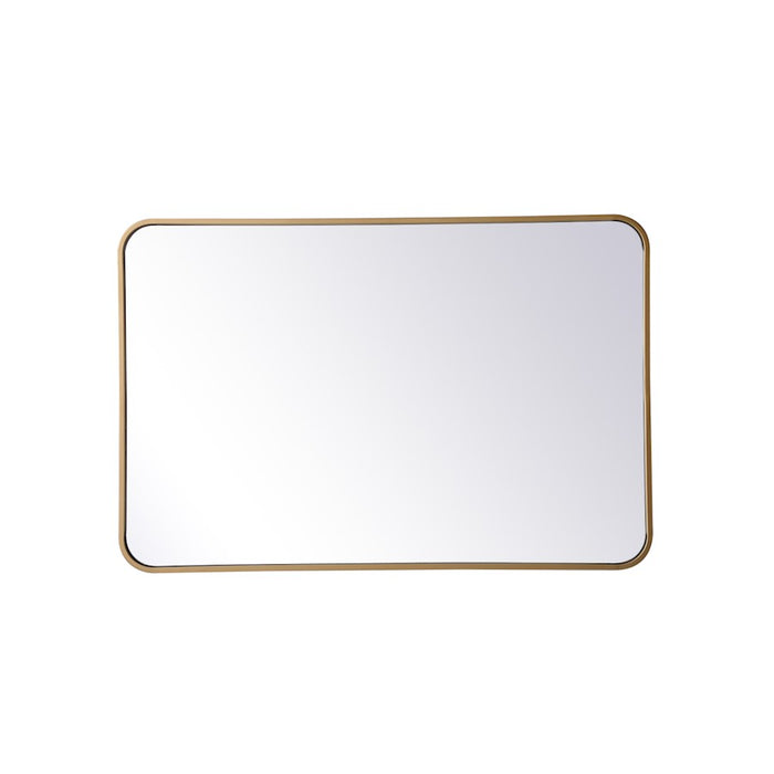 Elegant Decor Evermore Soft Corner Rectangular Mirror 24X36", Brass