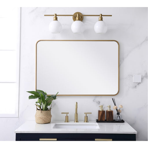 Elegant Decor Evermore Soft Corner Rectangular Mirror 24X36", Brass