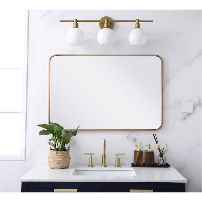 Elegant Decor Evermore Soft Corner Rectangular Mirror 24X36", Brass