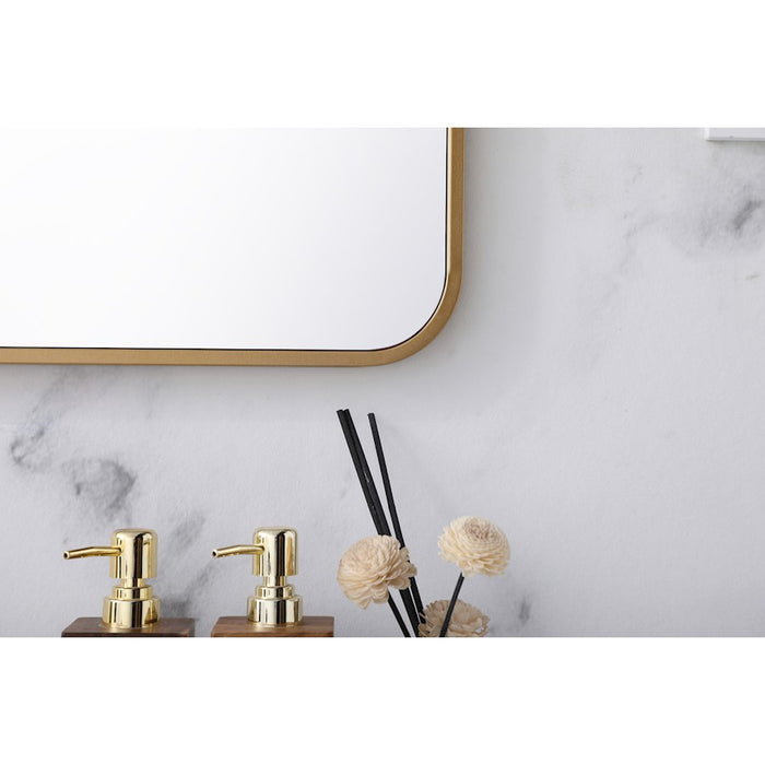 Elegant Decor Evermore Soft Corner Rectangular Mirror 24X36", Brass