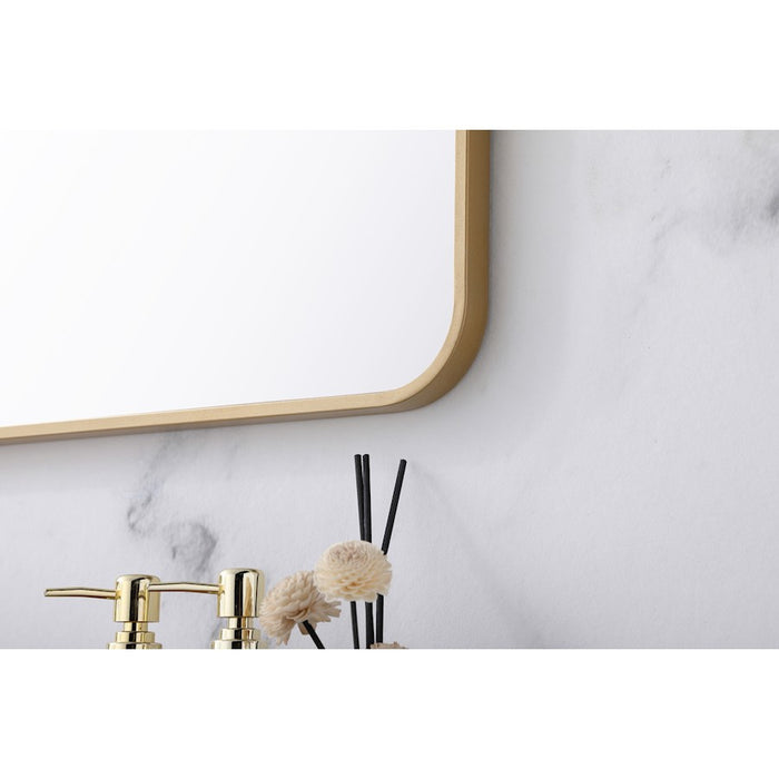Elegant Decor Evermore Soft Corner Rectangular Mirror 24X36", Brass
