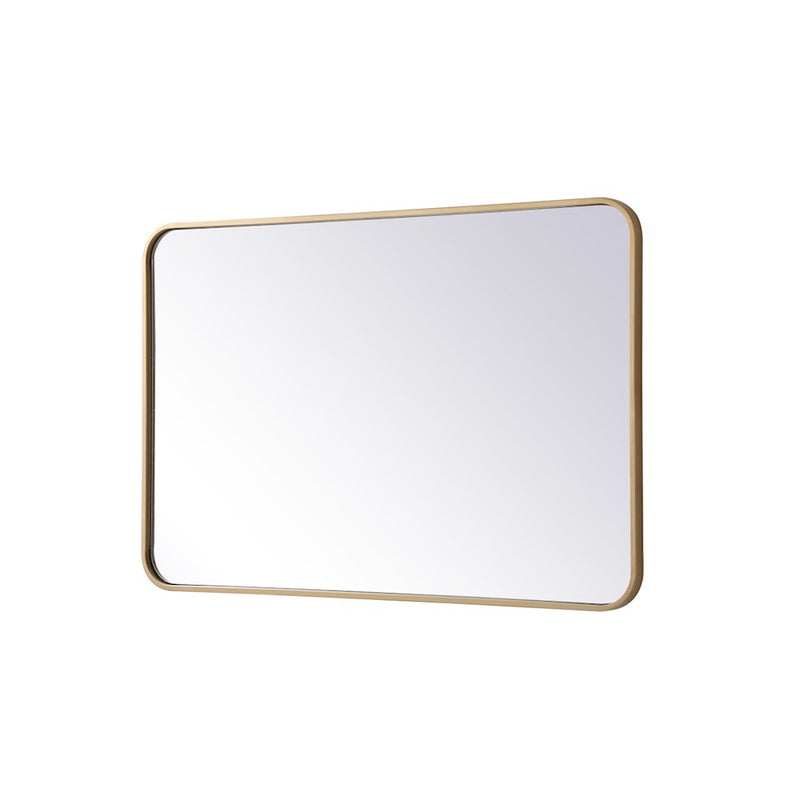 Elegant Decor Evermore Soft Corner Rectangular Mirror 24X36", Brass