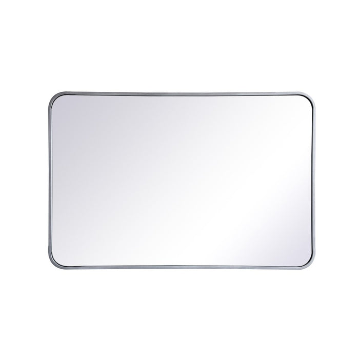 Elegant Decor Evermore Soft Corner Rectangular Mirror 24X36", Silver
