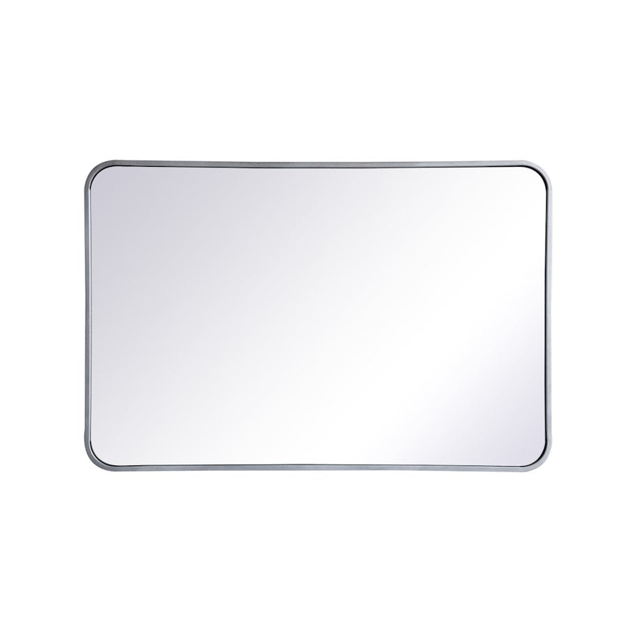 Elegant Decor Evermore Soft Corner Rectangular Mirror 24X36", Silver