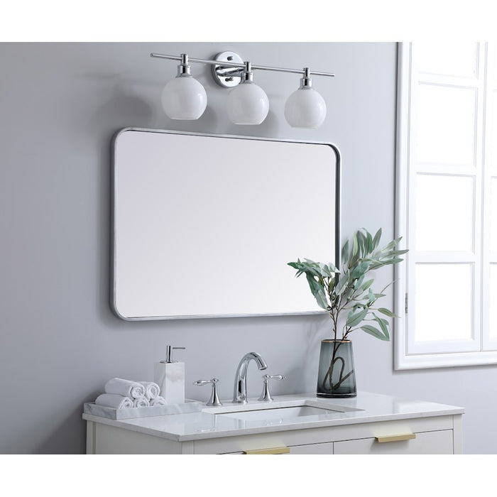 Elegant Decor Evermore Soft Corner Rectangular Mirror 24X36", Silver
