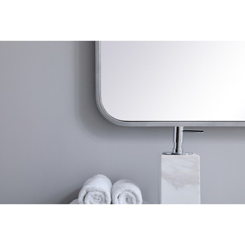 Elegant Decor Evermore Soft Corner Rectangular Mirror 24X36", Silver
