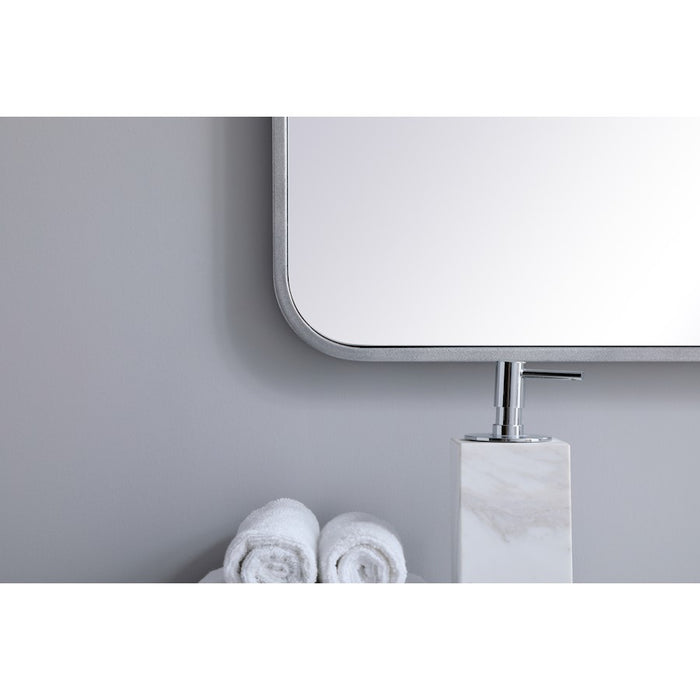 Elegant Decor Evermore Soft Corner Rectangular Mirror 24X36", Silver
