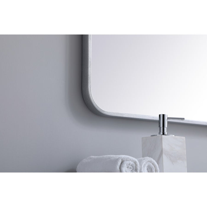 Elegant Decor Evermore Soft Corner Rectangular Mirror 24X36", Silver