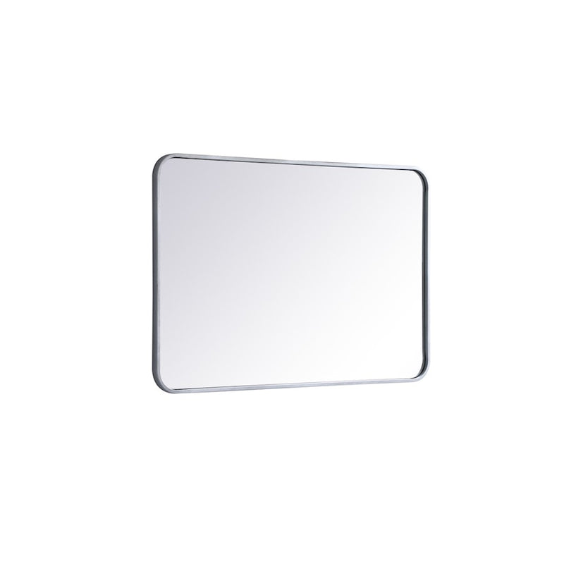 Elegant Decor Evermore Soft Corner Rectangular Mirror 24X36", Silver