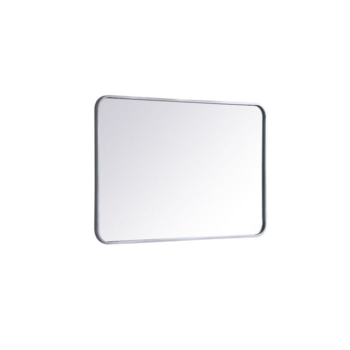 Elegant Decor Evermore Soft Corner Rectangular Mirror 24X36", Silver
