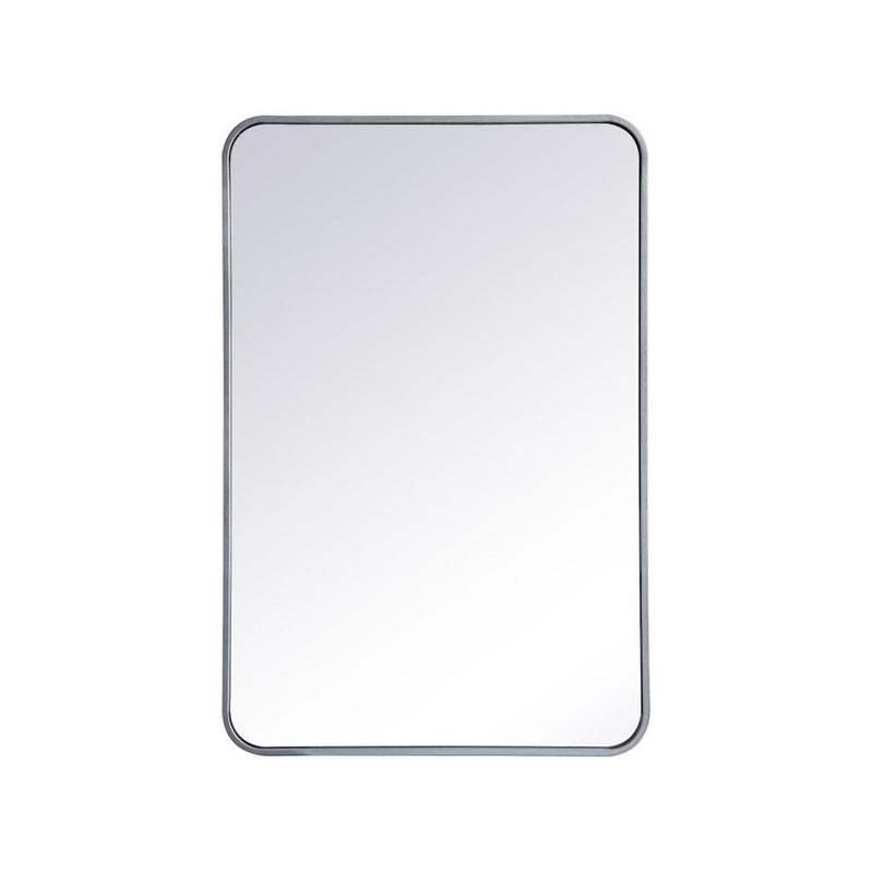 Elegant Decor Evermore Soft Corner Rectangular Mirror 24X36", Silver