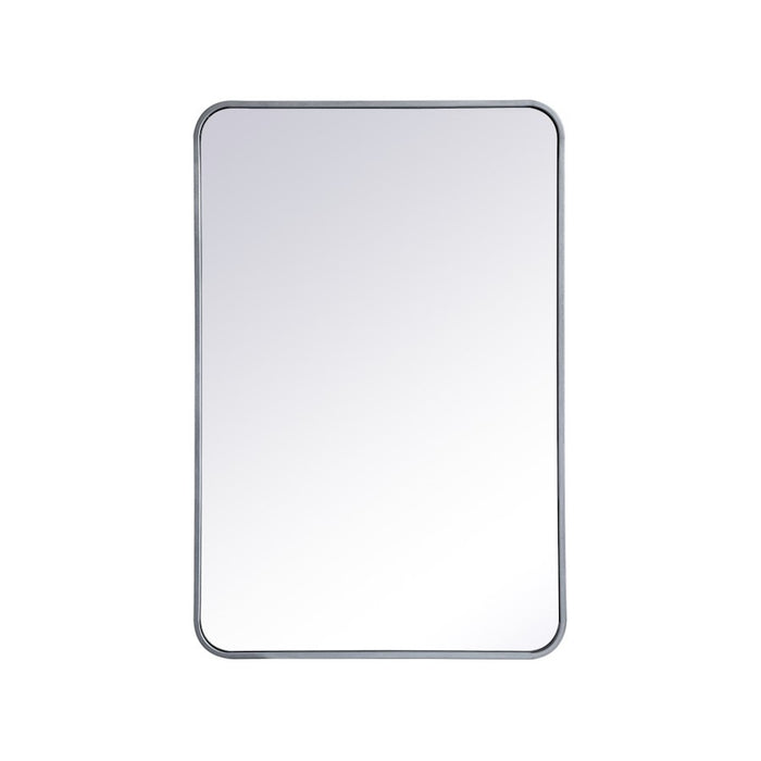Elegant Decor Evermore Soft Corner Rectangular Mirror 24X36", Silver