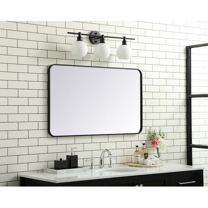 Elegant Decor Evermore Soft Corner Rectangular Mirror 24X40", Black